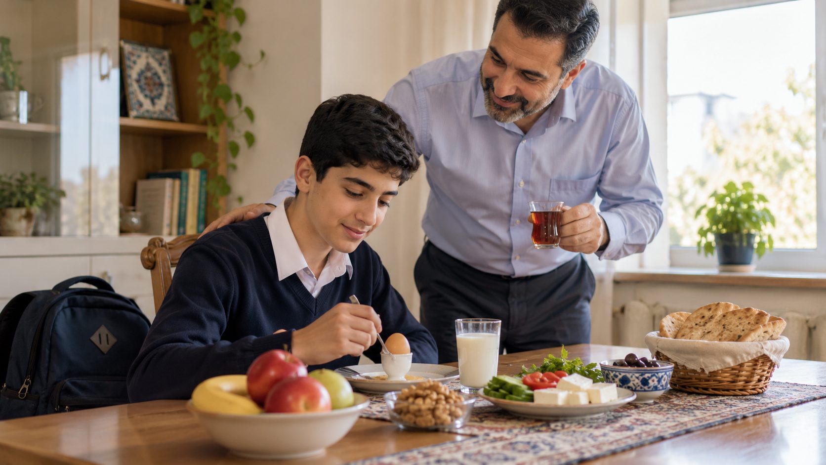 صبحانه سالم نوجوان پیش از رفتن به مدرسه