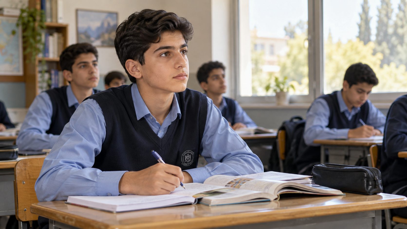 تمرکز دانش‌آموز نوجوان در کلاس درس