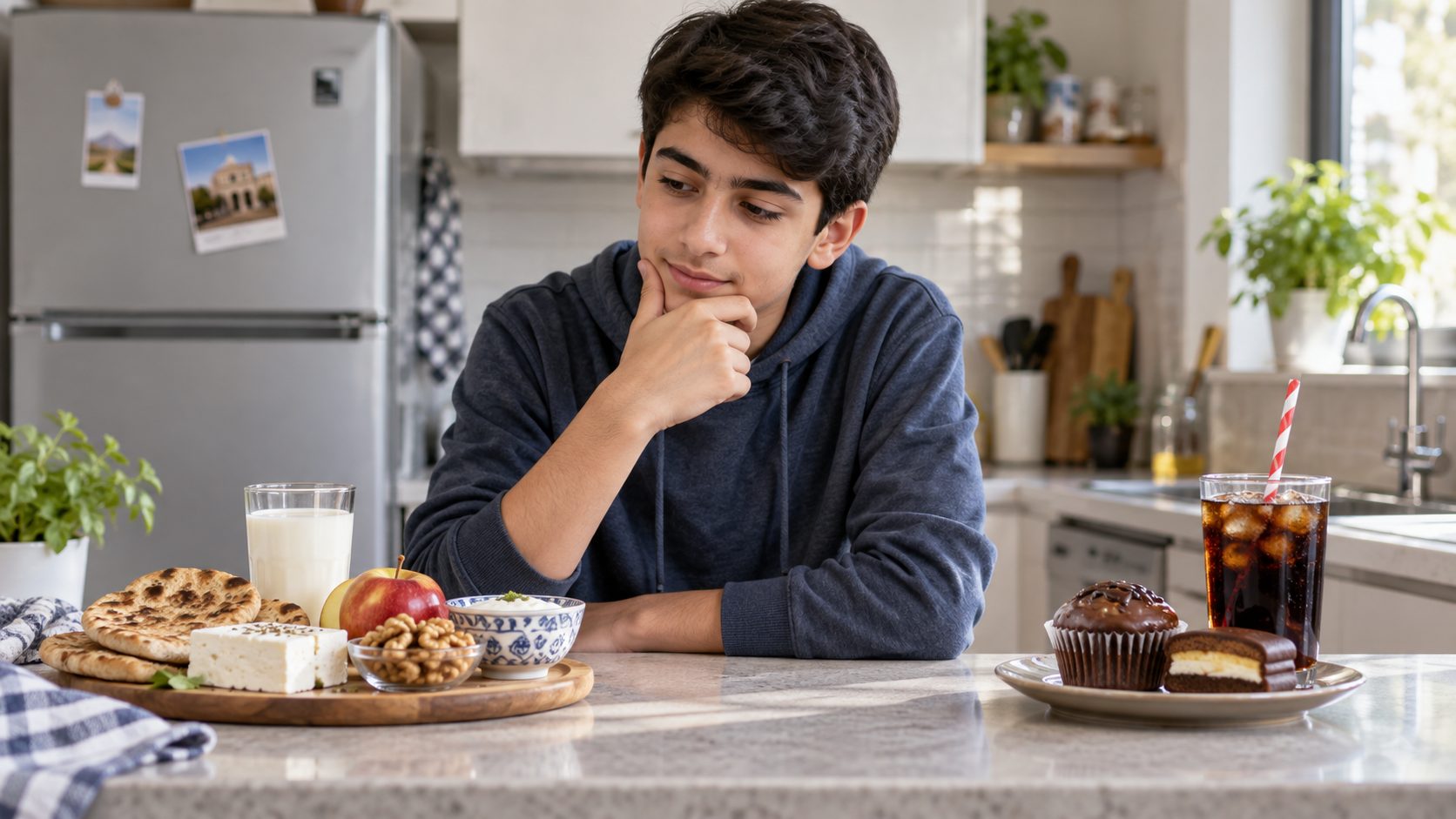 انتخاب بین صبحانه سالم و خوراکی شیرین برای نوجوان